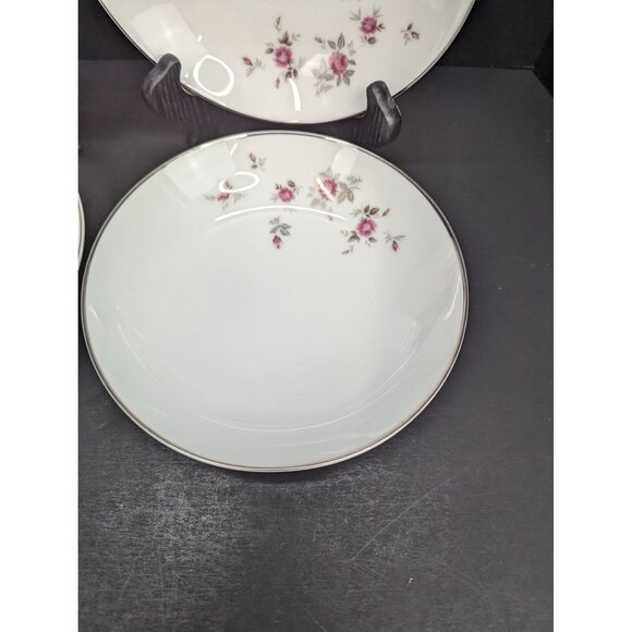 Noritake 6512 Garnet Rose Platinum Trim 7 1/4 Inch Bowl Set of 4 - Picture 6 of 10